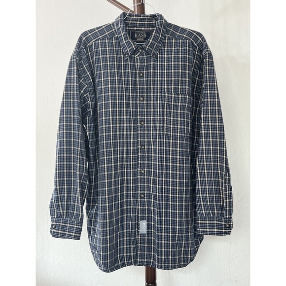 G.H. Bass & Co Men Large Yellow/Blue Plaid Long Sleeve Button Down Flannel Shirt - Picture 1 of 9